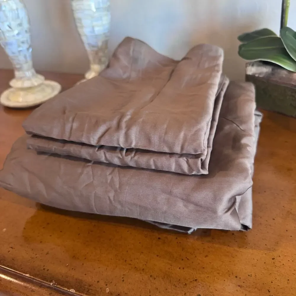 Quince Organic Bamboo Duvet Cover Set Walnut Full/Queen NWOT